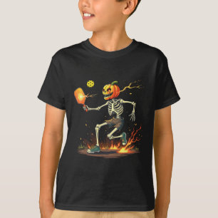 Head Skeleton Pickleball Halloween Spooky Sports  T-Shirt