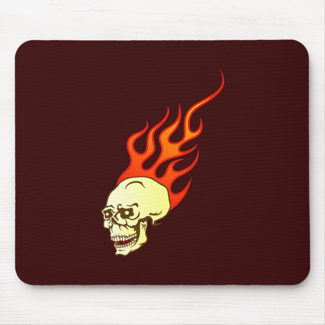 head skull flames flames mouse pad (Front)