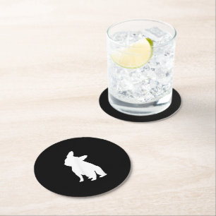 Head Tilt Apparel Frenchie Head Bulldog Lover Gift Round Paper Coaster