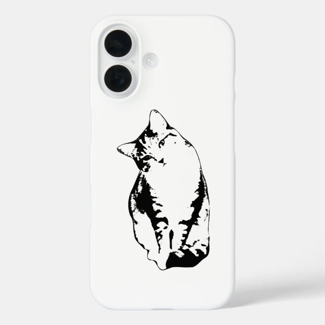 Head Tilt Tabby Cat Monochrome Phone Case (Back)