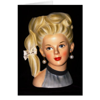 Head Vase 1960s Girl with Bouffant & Side Ponytail