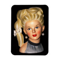 Head Vase 1960s Girl with Bouffant & Side Ponytail