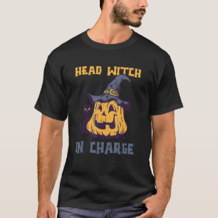 Head Witch in Charge Halloween Cat Pumkin Scary T-Shirt