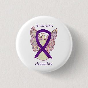 Headaches Awareness Ribbon Angel Custom Pin