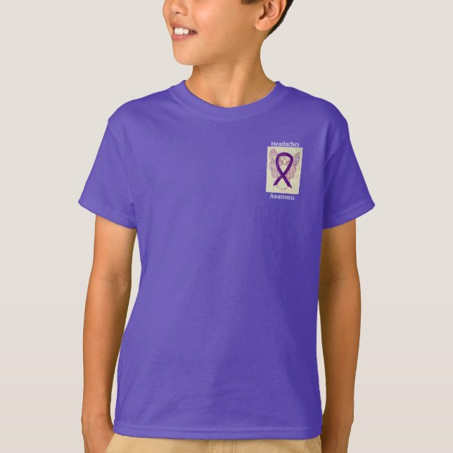 Headaches Awareness Ribbon Angel Custom Tee (Front)