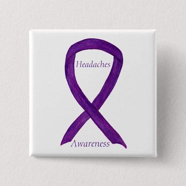 Headaches Awareness Ribbon Custom Pin (Front)