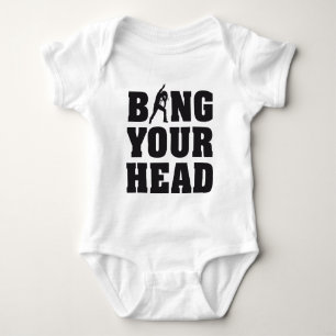 headbanger bang your head heavy metal fan baby bodysuit