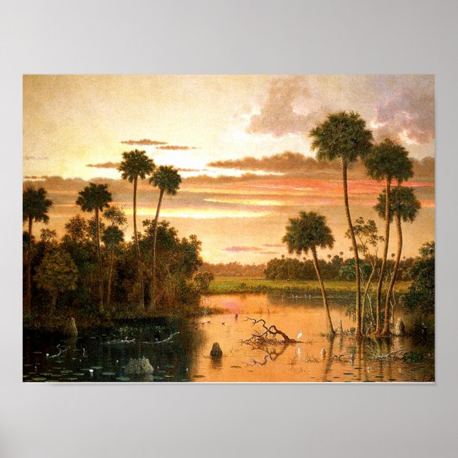 Heade - Great Florida Sunset, fine art painting Poster (Front)