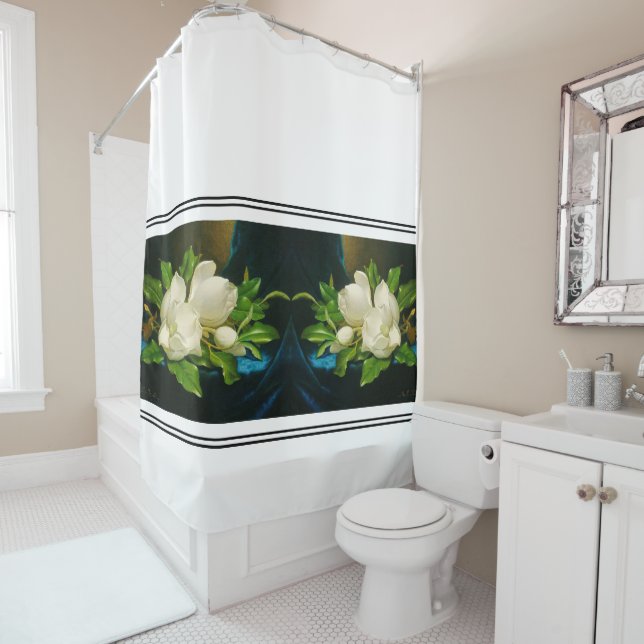 Heade Magnolia Flowers Blossoms Shower Curtain (In Situ)