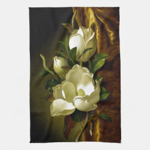 Heade Magnolia Flowers Gold Velvet Kitchen Towel
