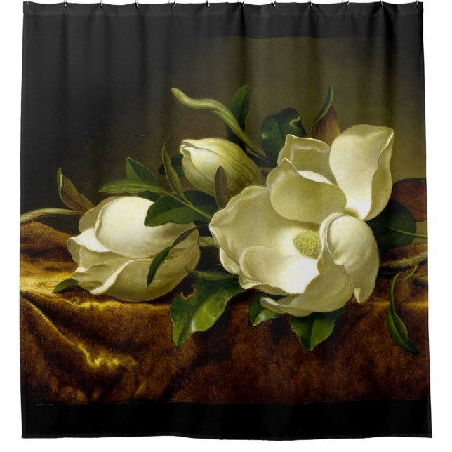 Heade Magnolia Flowers on Gold Velvet Shower Curtain (Front)