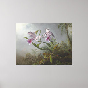 HEADE - Pink Orchids and Hummingbird on a Twig - Canvas Print