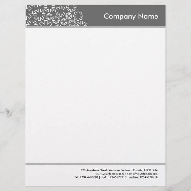 Headed and Footed - Asterisk - Grey Personalized Letterhead (Front)