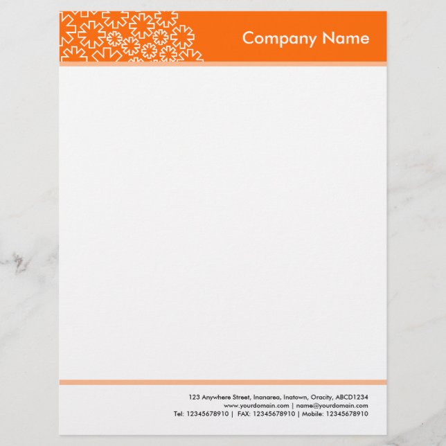 Headed and Footed - Asterisk - Orange Customized Letterhead (Front)