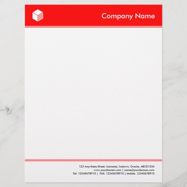 Headed and Footed - Red Customized Letterhead (Front)