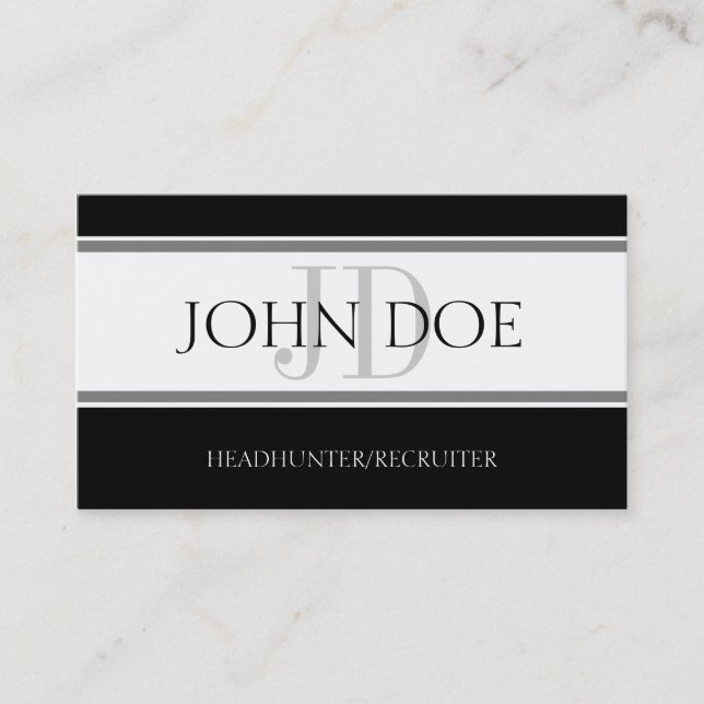 Headhunter/Recruiter Stripe W/W Business Card (Front)