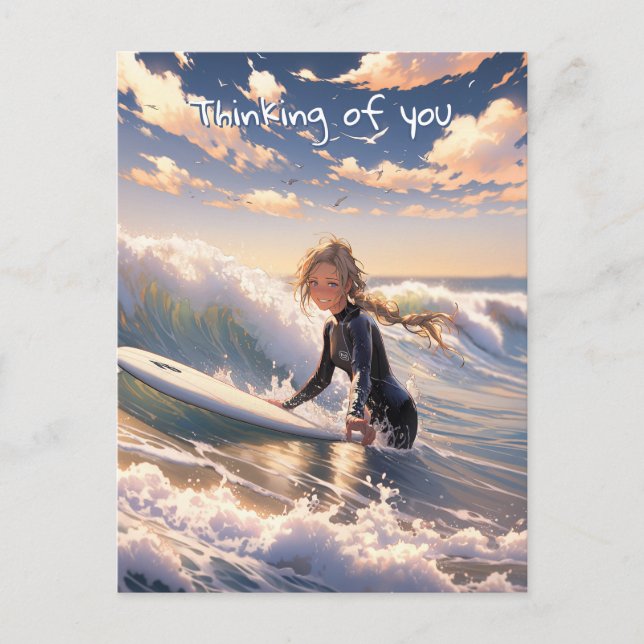 Heading out to catch a wave postcard (Front)