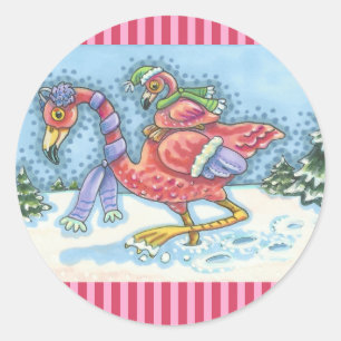 HEADING SOUTH PINK FLAMINGOS HOLIDAY STICKERS