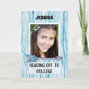 Heading to College Custom Name Photo on Teal Blue  Card