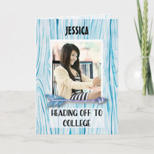 Heading to College Custom Name Photo on Teal Blue Card