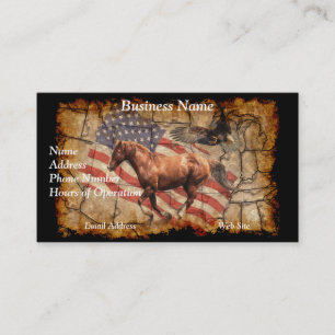 "Heading West" Horse, Eagle and US Flag Business Card
