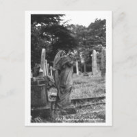 Headless Angel Statue Old Cemetery Postcard Text