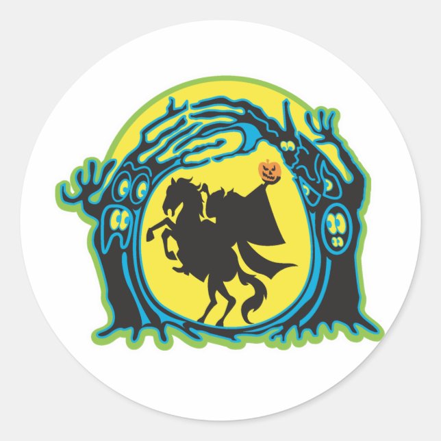 headless horseman classic round sticker (Front)