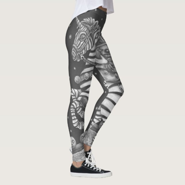 HEADLESS HORSEMAN CLOWN, HALLOWEEN ZEBRA LEGGINGS (Right)