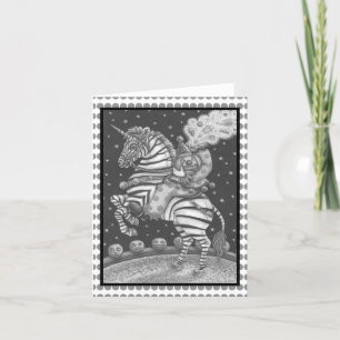 HEADLESS HORSEMAN CLOWN, ZEBRA GREETING NOTE CARD