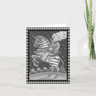 HEADLESS HORSEMAN CLOWN, ZEBRA GREETING NOTE CARD