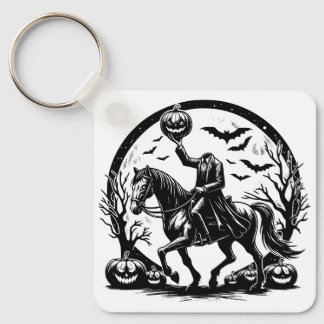 Headless Horseman Halloween Circle Design Key Ring