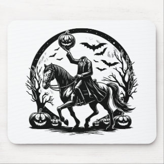 Headless Horseman Halloween Circle Design Mouse Pad