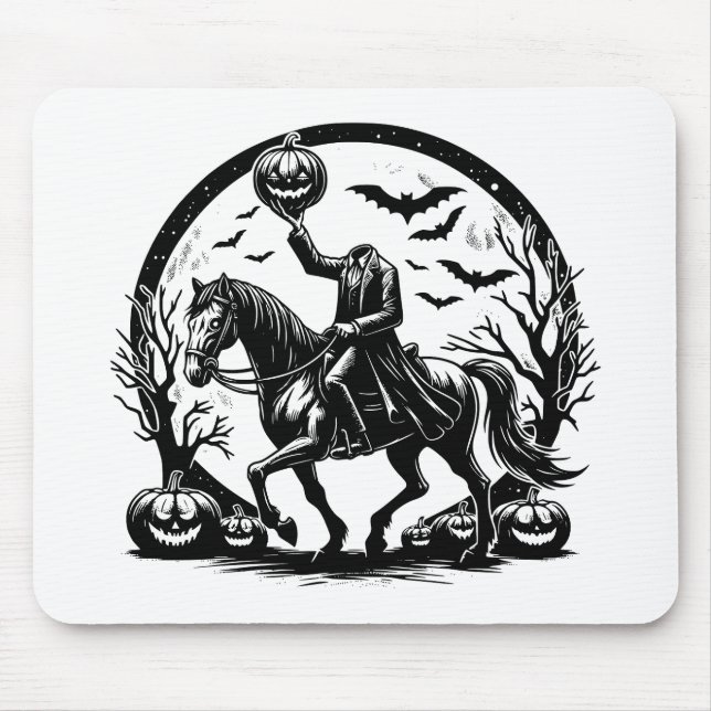 Headless Horseman Halloween Circle Design Mouse Pad (Front)
