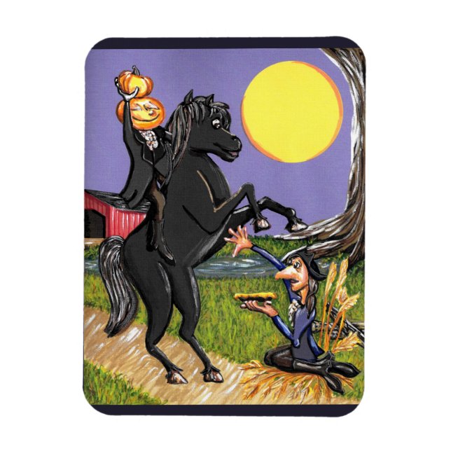 Headless Horseman Ichabod Crane fridge magnet (Vertical)