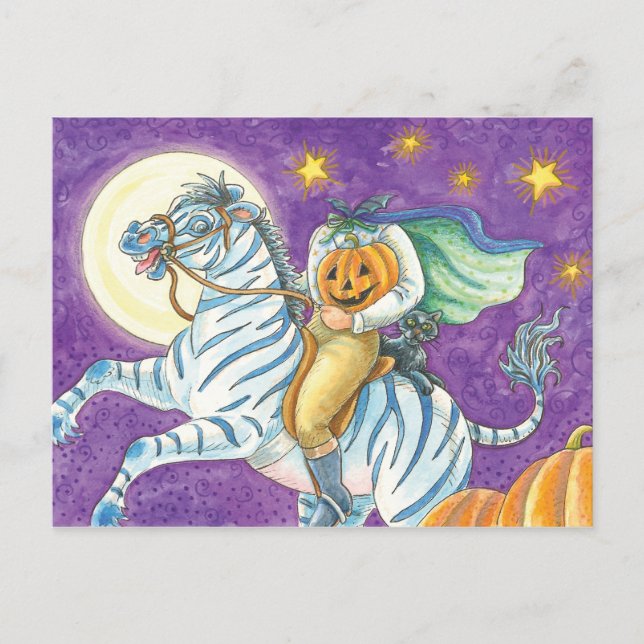 Headless Horseman on Zebra Postcard (Front)