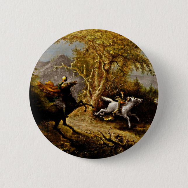 Headless Horseman Pursuing Ichabod Crane 6 Cm Round Badge (Front)