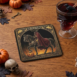 Headless Horseman Sleepy Hollow Gold Ornate Black Coaster