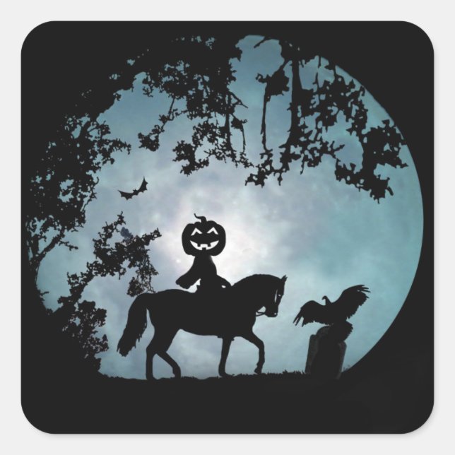 Headless Horseman with Jack O Lantern Head Sticker (Front)