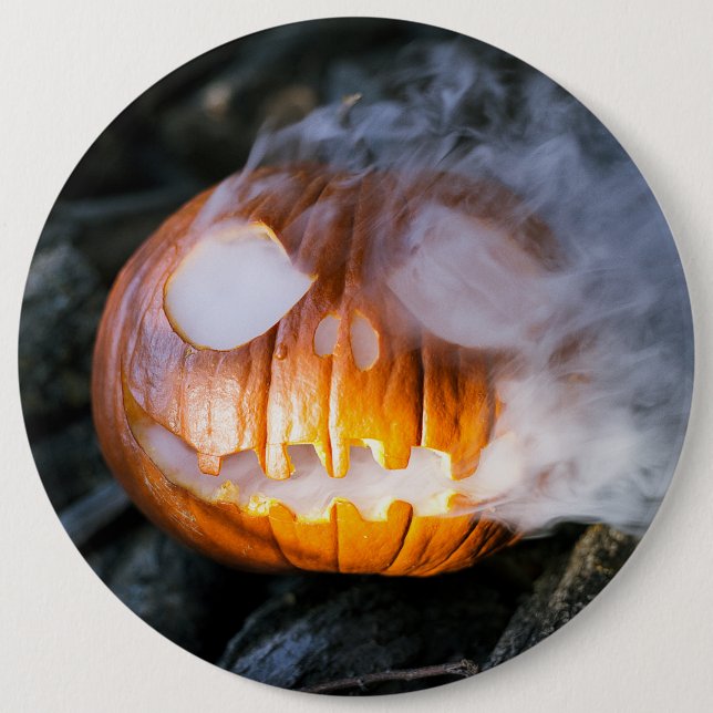 Headless Horseman's Jack-o-Lantern Head a Flame 6 Cm Round Badge (Front)