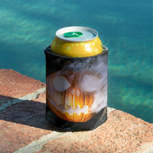 Headless Horseman's Jack-o-Lantern Head a Flame Can Cooler