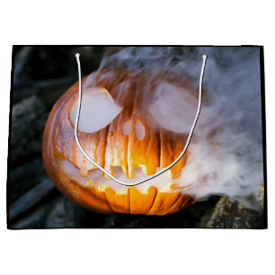 Headless Horseman's Jack-o-Lantern Head a Flame Large Gift Bag