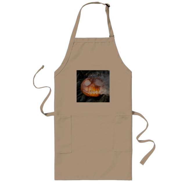 Headless Horseman's Jack-o-Lantern Head a Flame Long Apron (Front)