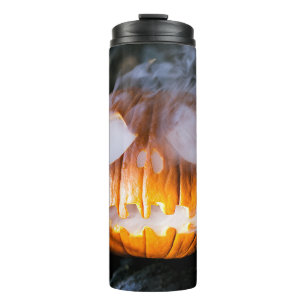 Headless Horseman's Jack-o-Lantern Head a Flame Thermal Tumbler