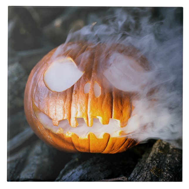 Headless Horseman's Jack-o-Lantern Head a Flame Tile (Front)