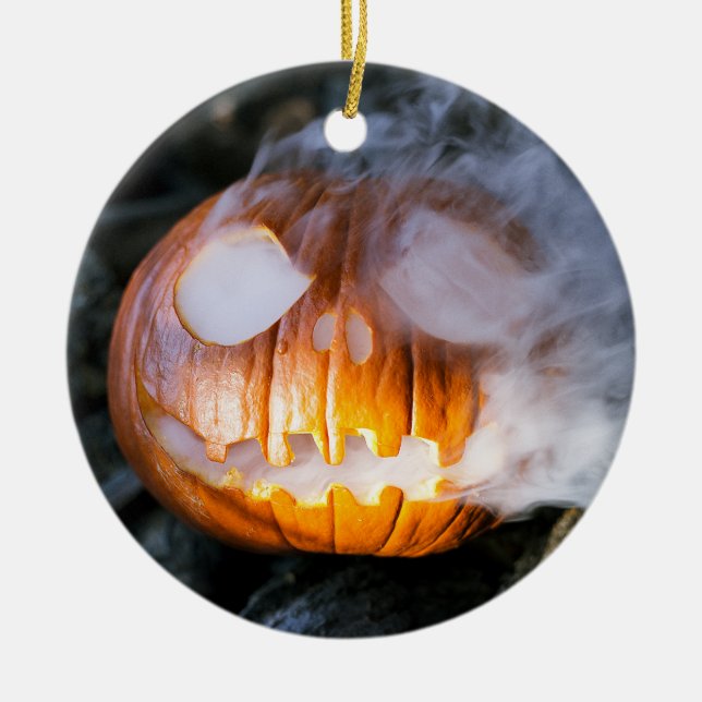 Headless Horseman's lost Pumpkin Head Halloween    Ceramic Tree Decoration (Front)