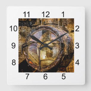 Headlight Of The Vintage Steam Train Square Wall Clock