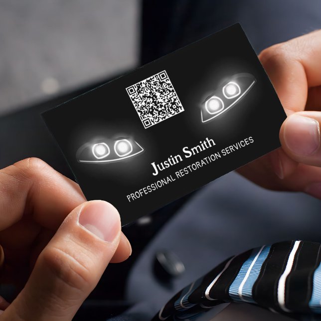 Headlight Restoration Custom QR Business Card (Headlight Restoration Card)