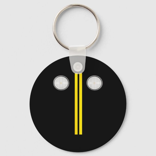 Headlights With Road Markings Funny Halloween Cost Key Ring (Front)
