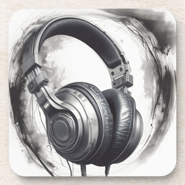 Headphone Artwork Music Lover Coaster (Front)
