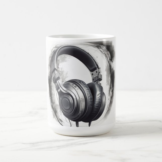 Headphone Artwork Music Lover Coffee Mug (Center)